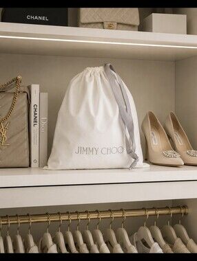 Jimmy Choo White Drawstring Dust Bag 12x13.5
